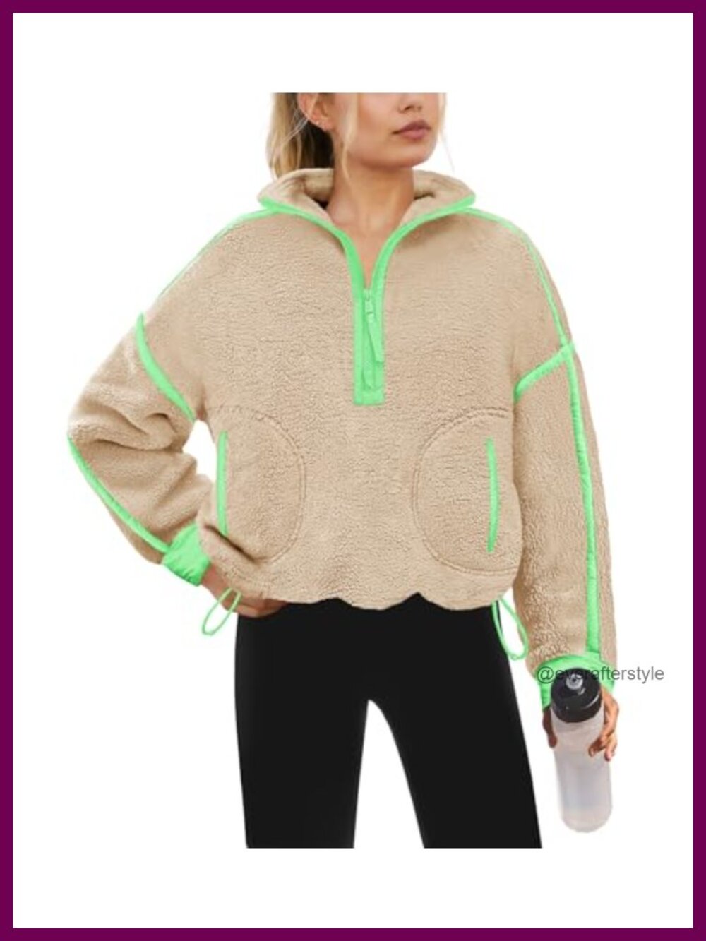 Sherpa Fleece Quarter Zip Pullover Oversized Sweatshirt Loose Fit
